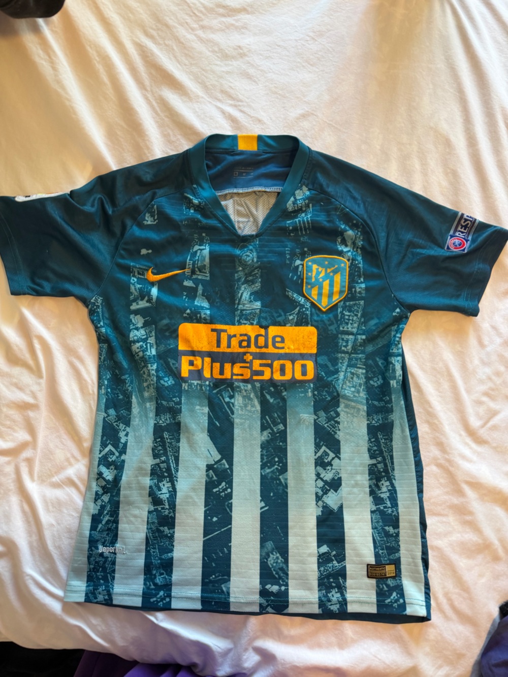 Nike  Atletico Madrid Teal & Yellow Soccer Jersey -